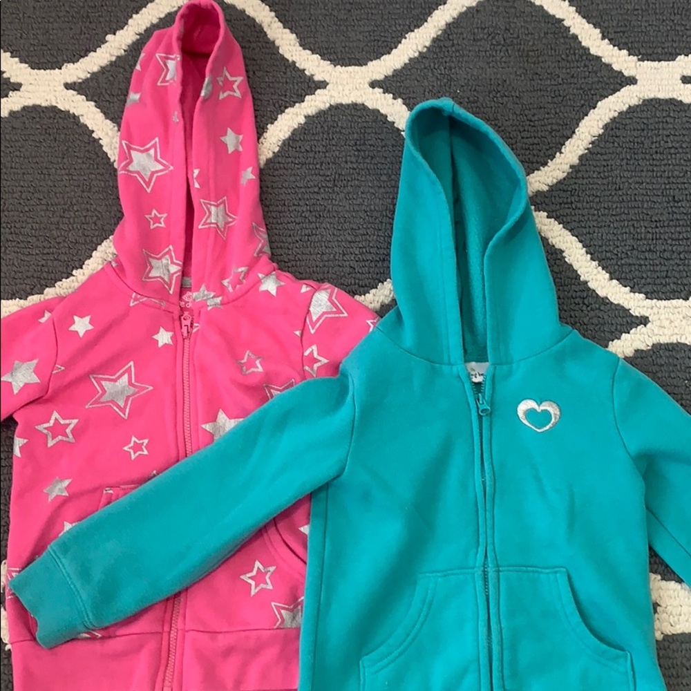 3T girl hoodies pink and silver, silver and blue